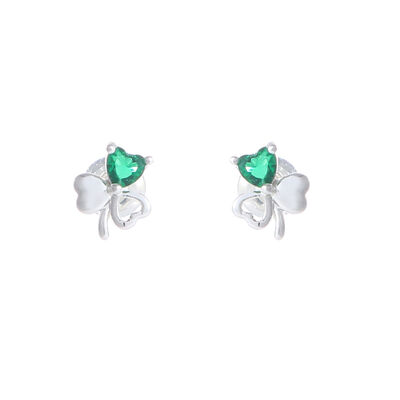 Shamrock Earrings Top Green Stone
